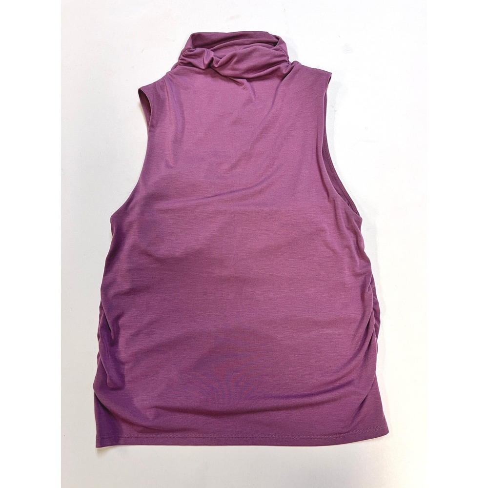 Athleta Essence Mock Neck Support Tank Womens S Purple Excellent Ruched Yoga Top